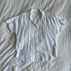 H&M 100% Cotton White Short Sleeve Blouse/Shirt - Size 2